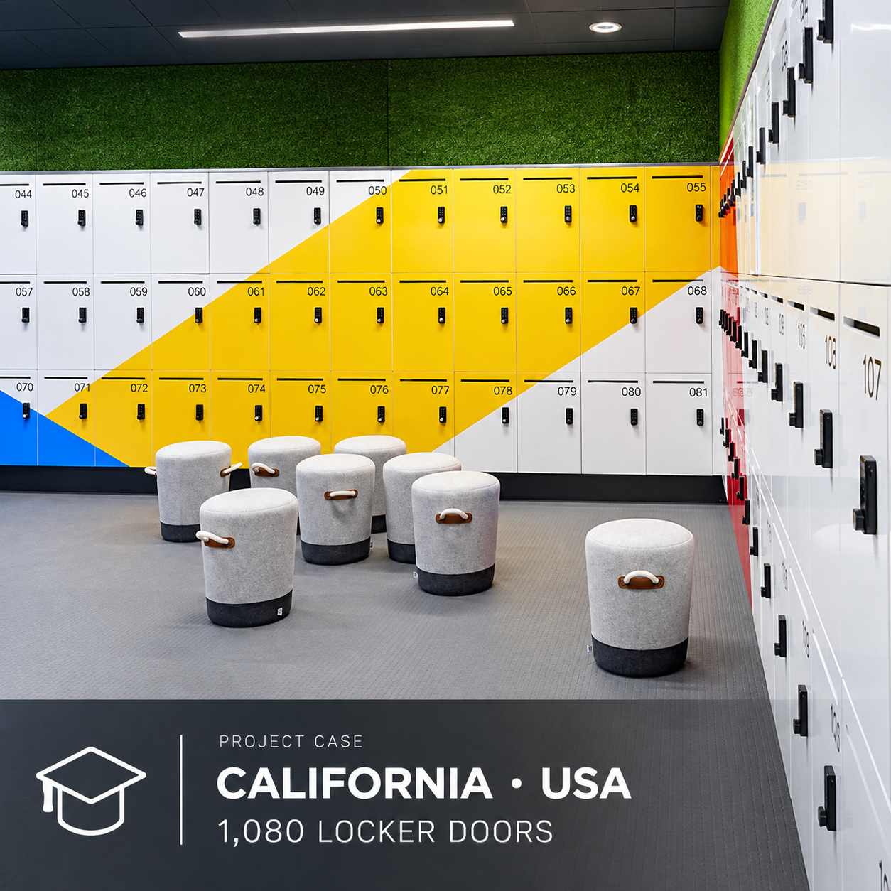 California university project with 1,080 locker doors using P152 digital locker locks