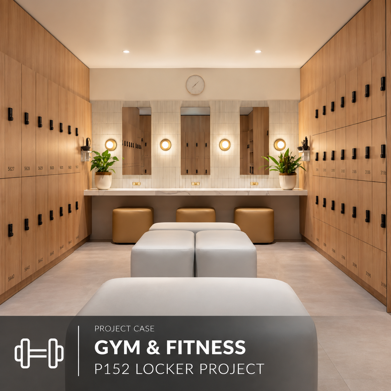 P152 digital locker locks for a commercial gym and fitness locker project