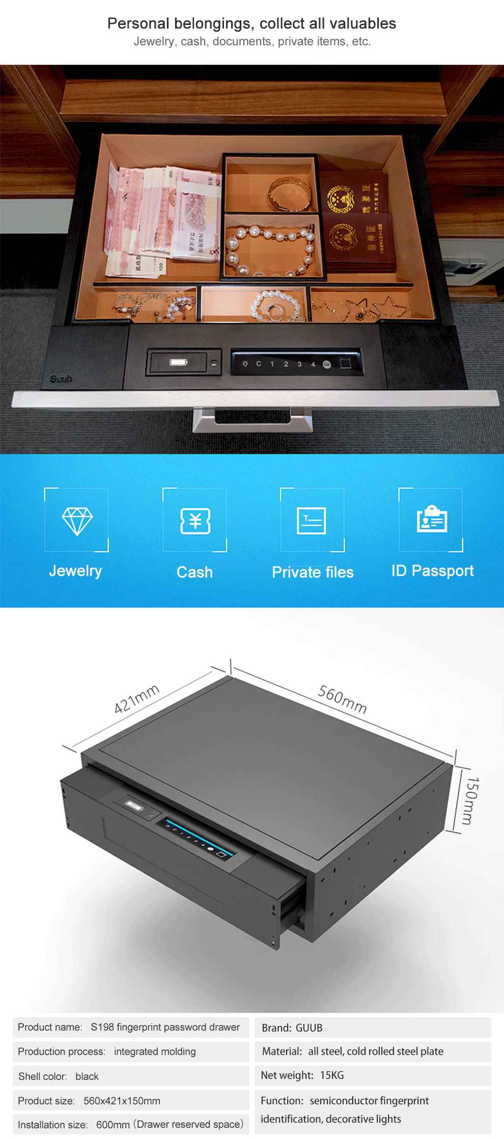 money digital drawer safe  S198 (6)